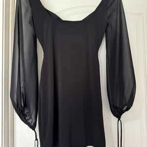 Black Ruffled Backless Knee-Length Dress